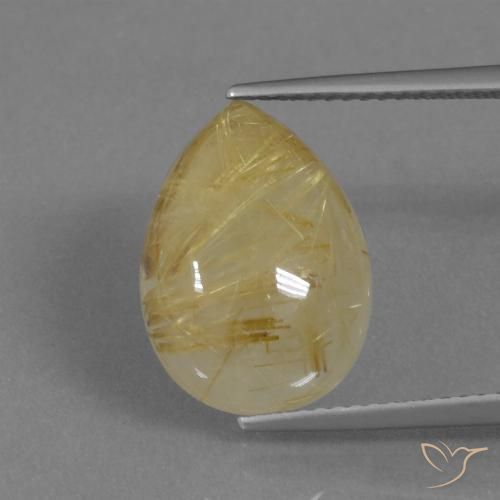 8.23ct 天然 トスカーナイエロー ルチルクォーツ, 洋梨の形, 半透明
