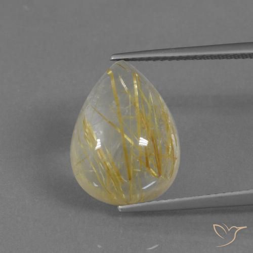 9.34ct 天然 アーシーイエロー ルチルクォーツ, 洋梨の形, 透明