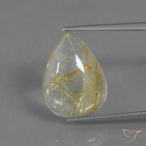 7.83ct 天然 トスカーナイエロー ルチルクォーツ, 洋梨の形, 透明