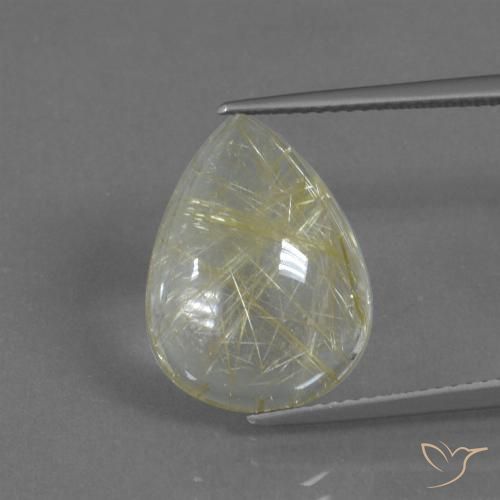 8.27ct 天然 バナナイエロー ルチルクォーツ, 洋梨の形, 透明
