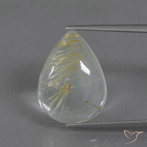 8.51ct 天然 薄いアーシーイエロー ルチルクォーツ, 洋梨の形, 透明