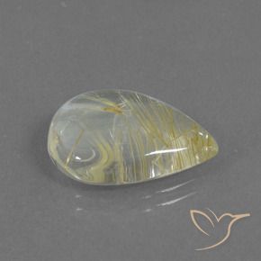 8.51カラットの天然薄いアーシーイエロールチルクォーツ、洋梨の形、透明