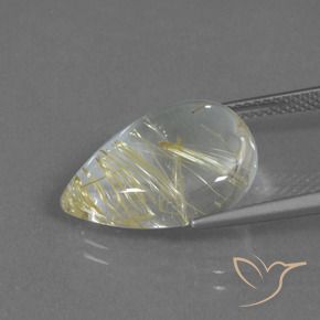 8.51カラットの天然薄いアーシーイエロールチルクォーツ、洋梨の形、透明
