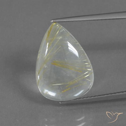 8.42ct 天然 薄いアーシーイエロー ルチルクォーツ, 洋梨の形, 透明