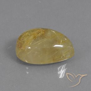 12.62カラットの天然ウォームイエロールチルクォーツ、洋梨の形、半透明