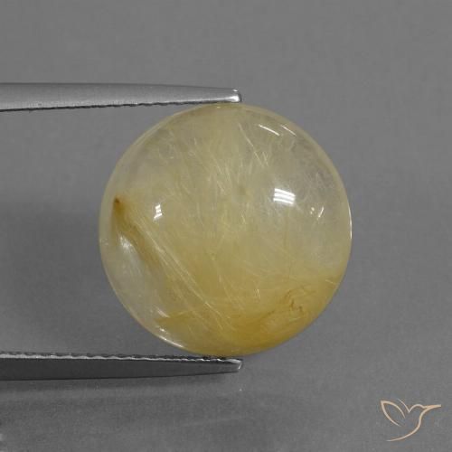 8.80ct 天然 アーシーイエロー ルチルクォーツ, ラウンド, 透明