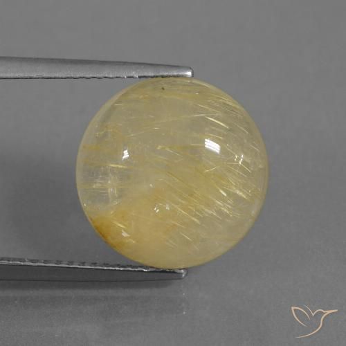 9.40ct 天然 薄いイエロー ルチルクォーツ, ラウンド, 透明
