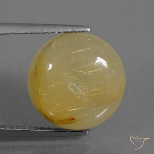 9.37ct 天然 アーシーイエロー ルチルクォーツ, ラウンド, 透明
