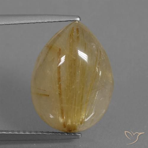 9.64ct 天然 薄い黄褐色 ルチルクォーツ, 洋梨の形, 透明