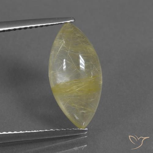 5.01ct 天然 薄いアーシーイエロー ルチルクォーツ, マーキーズ, 透明