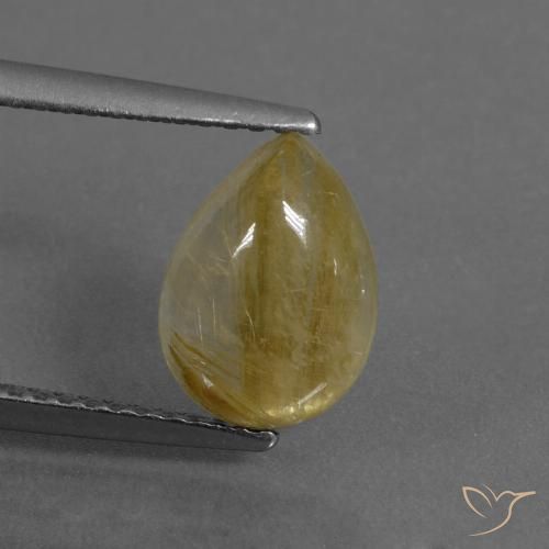 2.13ct 天然 ミディアムイエロー ルチルクォーツ, 洋梨の形, 半透明