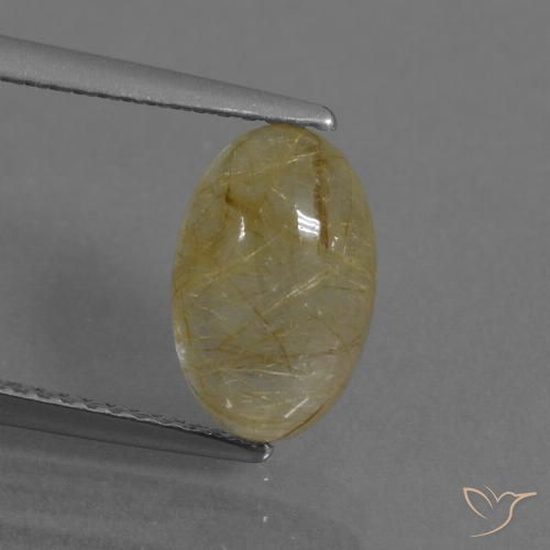 2.88ct 天然 ウォームイエロー ルチルクォーツ, 楕円形, 透明