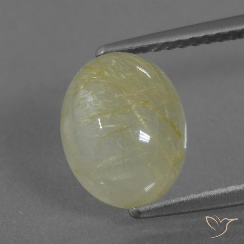 3.38ct 天然 ミディアムイエロー ルチルクォーツ, 楕円形, 半透明