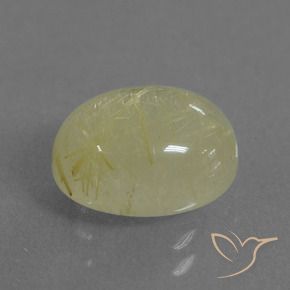 3.38カラットの天然ミディアムイエロールチルクォーツ、楕円形、半透明