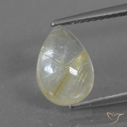 2.51ct 天然 薄いイエロー ルチルクォーツ, 洋梨の形, 透明