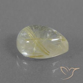 2.51カラットの天然薄いイエロールチルクォーツ、洋梨の形、透明