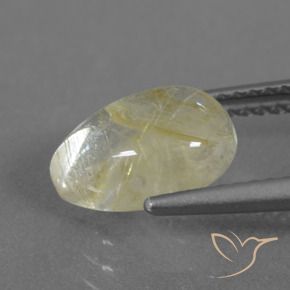 2.51カラットの天然薄いイエロールチルクォーツ、洋梨の形、透明