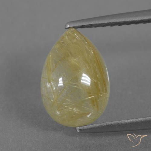 3.05ct 天然 ミディアムイエロー ルチルクォーツ, 洋梨の形, 透明