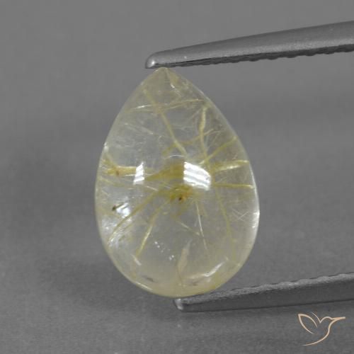 2.76ct 天然 ライトイエロー ルチルクォーツ, 洋梨の形, 透明