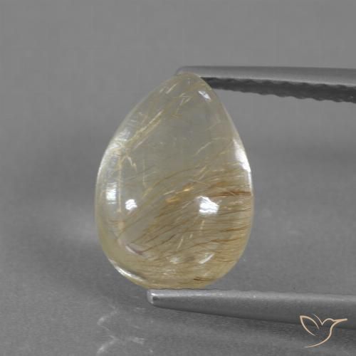 2.61ct 天然 黄金色の黄色 ルチルクォーツ, 洋梨の形, 透明