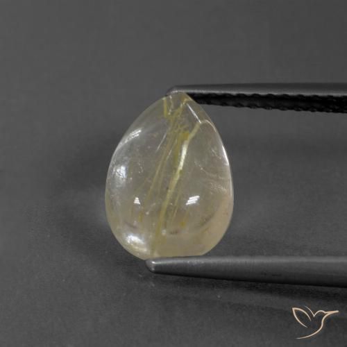 2.58ct 天然 ライトイエロー ルチルクォーツ, 洋梨の形, 透明