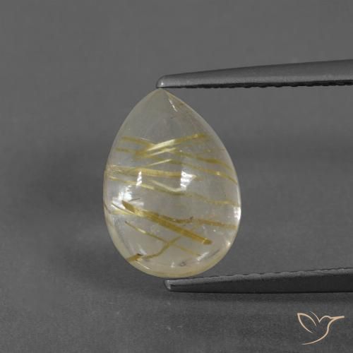 2.97ct 天然 アーシーイエロー ルチルクォーツ, 洋梨の形, 透明