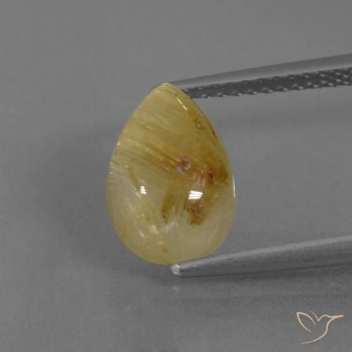 3.17ct 天然 ディジョンイエロー ルチルクォーツ, 洋梨の形, 半透明