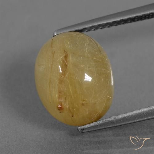 4.72ct 天然 ウォームイエロー ルチルクォーツ, 楕円形, 半透明