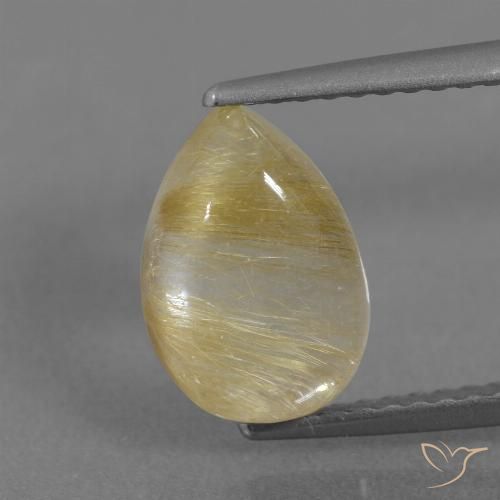 2.74ct 天然 薄いディジョンイエロー ルチルクォーツ, 洋梨の形, 透明