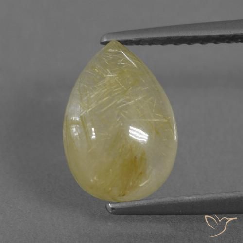 2.67ct 天然 ミディアムイエロー ルチルクォーツ, 洋梨の形, 透明