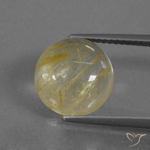 5.14ct 天然 トスカーナイエロー ルチルクォーツ, ラウンド, 透明