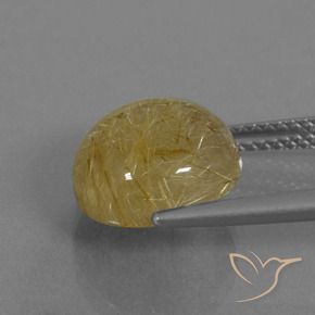 5.64カラットの天然非常に薄いゴールデンブラウンルチルクォーツ、ラウンド、透明