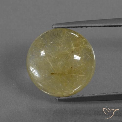5.18ct 天然 ミディアムイエロー ルチルクォーツ, ラウンド, 透明