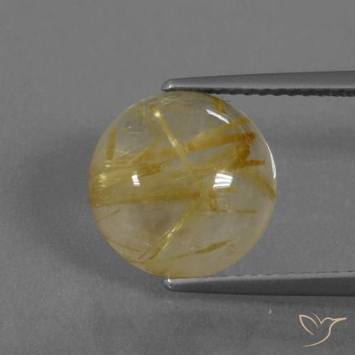 4.61ct 天然 ミディアムイエロー ルチルクォーツ, ラウンド, 透明