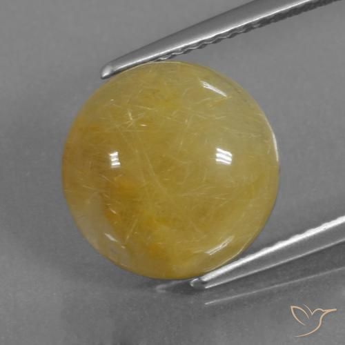 5.34ct 天然 黄金色の黄色 ルチルクォーツ, ラウンド, 半透明