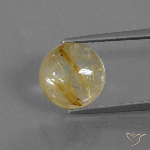 4.57ct 天然 アーシーイエロー ルチルクォーツ, ラウンド, 透明