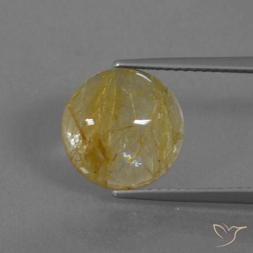 3.68ct 天然 ミディアムイエロー ルチルクォーツ, ラウンド, 透明