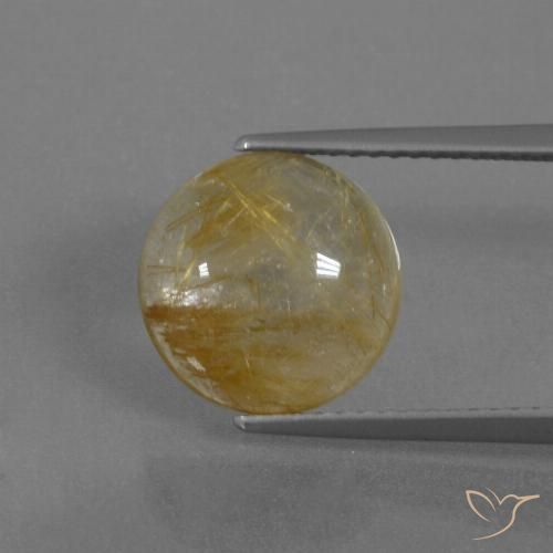 4.34ct 天然 アーシーイエロー ルチルクォーツ, ラウンド, 透明