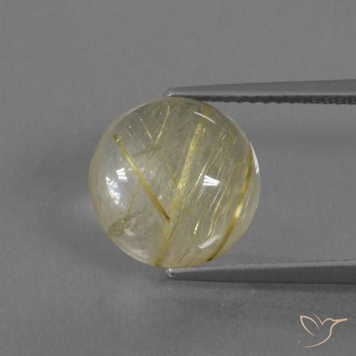 4.56ct 天然 薄いイエロー ルチルクォーツ, ラウンド, 透明