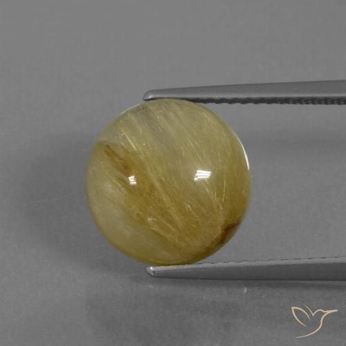 6.04ct 天然 明るいゴールド ルチルクォーツ, ラウンド, 半透明