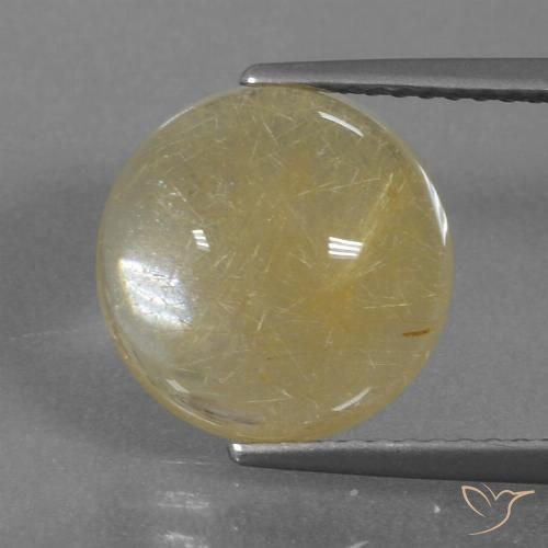 4.81ct 天然 薄いディジョンイエロー ルチルクォーツ, ラウンド, 透明