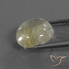 4.89カラットの天然非常に薄いゴールデンブラウンルチルクォーツ、ラウンド、透明