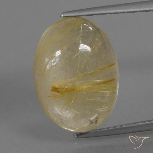 8.69ct 天然 非常に薄いゴールデンブラウン ルチルクォーツ, 楕円形, 透明