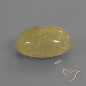 7.56カラットの天然黄色がかったゴールドルチルクォーツ、楕円形、半透明