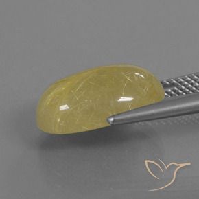 7.56カラットの天然黄色がかったゴールドルチルクォーツ、楕円形、半透明