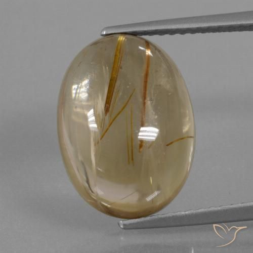 7.85ct 天然 非常に薄いゴールデンブラウン ルチルクォーツ, 楕円形, 透明