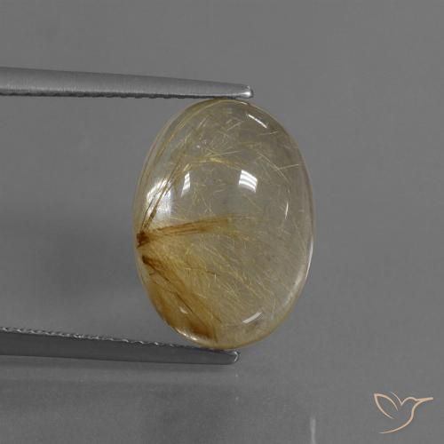 8.05ct 天然 非常に薄いゴールデンブラウン ルチルクォーツ, 楕円形, 透明