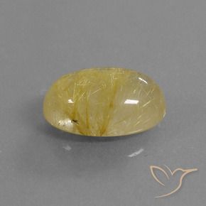 5.06カラットの天然明るいゴールドルチルクォーツ、楕円形、透明
