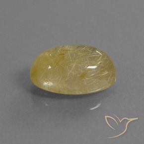 5.47カラットの天然黄色がかったゴールドルチルクォーツ、楕円形、透明