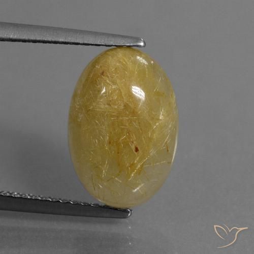 4.56ct 天然 黄金色の黄色 ルチルクォーツ, 楕円形, 半透明